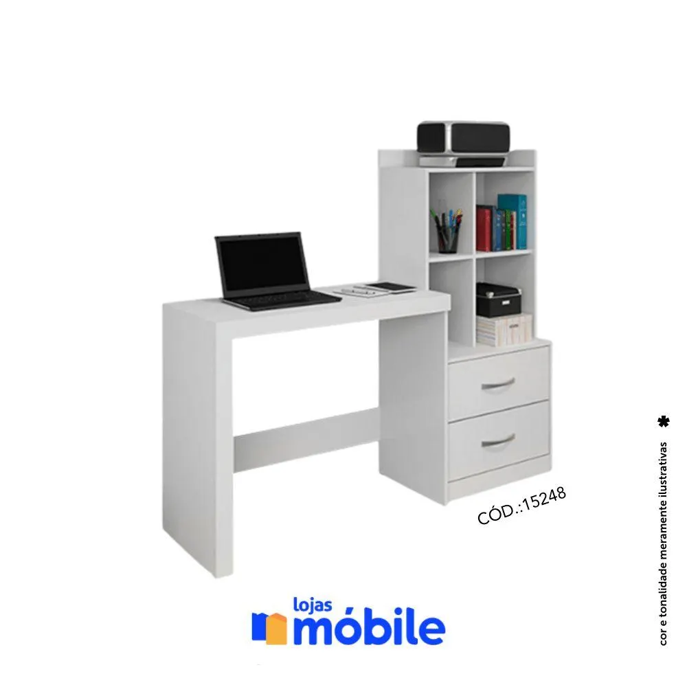 Mesa Escrivaninha com Estante, 2 Gavetas e 4 Nichos (15248)