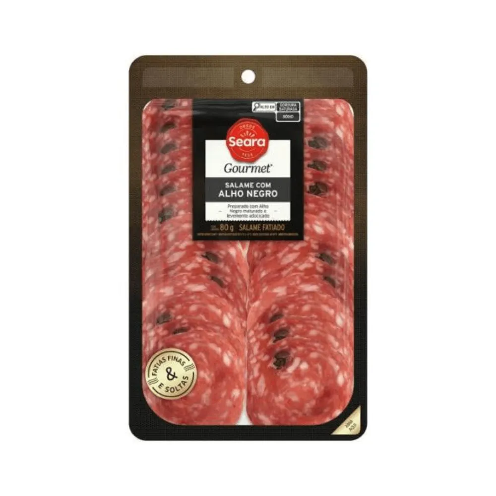 Salame Alho Negro Gourmet Fatiado Seara 80g | Oba Hortifruti