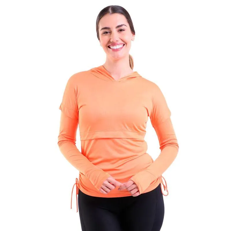 Camiseta Feminina Manga Longa com Capuz Dry Laranja