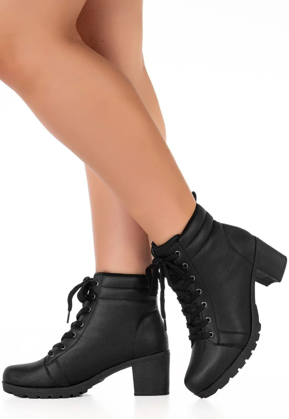 Coturno Gigil Bota Salto Grosso Baixo Preto