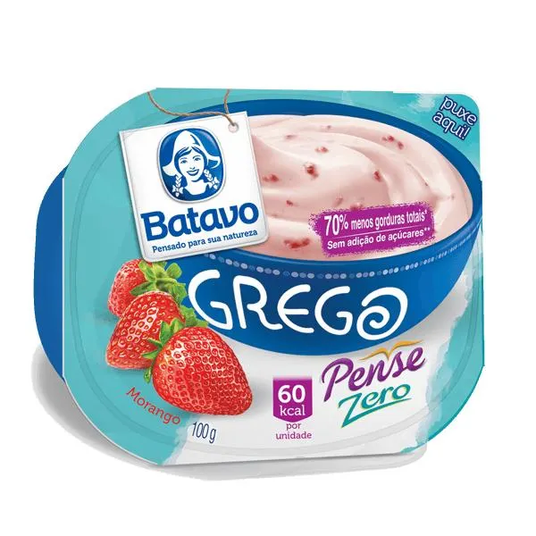 Iogurte Batavo Grego Pense Zero Morango 100g