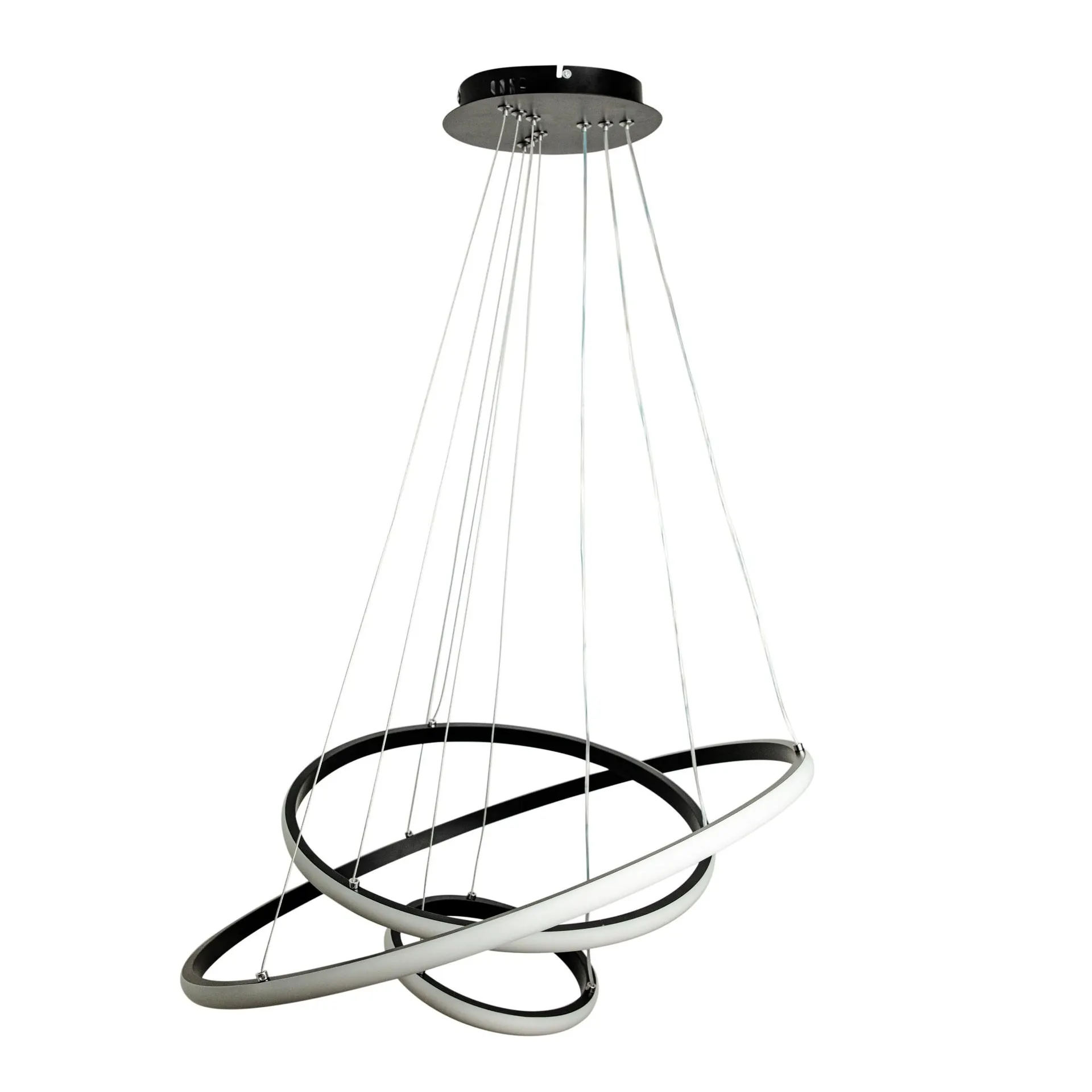 Pendente LED 3 em 1 (Tom de Luz Branco Frio, Quente e Neutro) de Alumínio 45W Preto