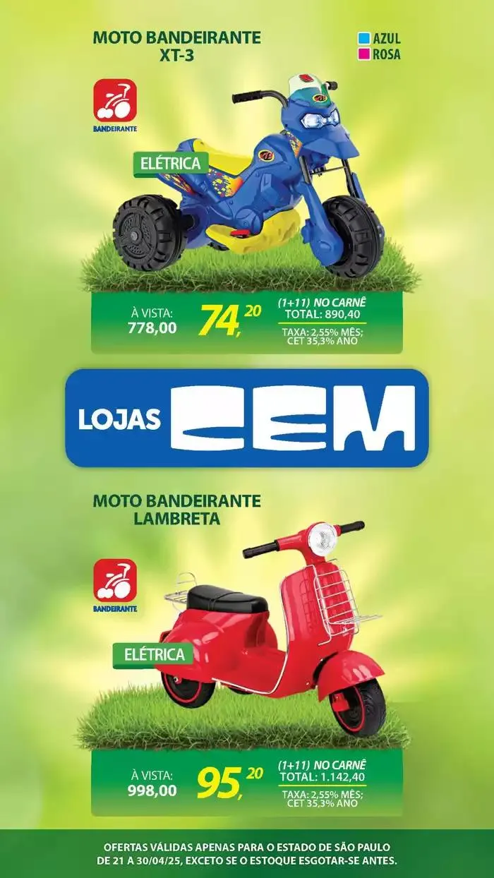 Encarte de Encarte Lojas Cem 18 de abril até 30 de abril 2025 - Pagina 105