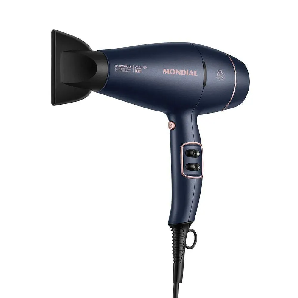 Secador de Cabelo Mondial SCP01IR Infra Red Azul/Gold Rosé 127V