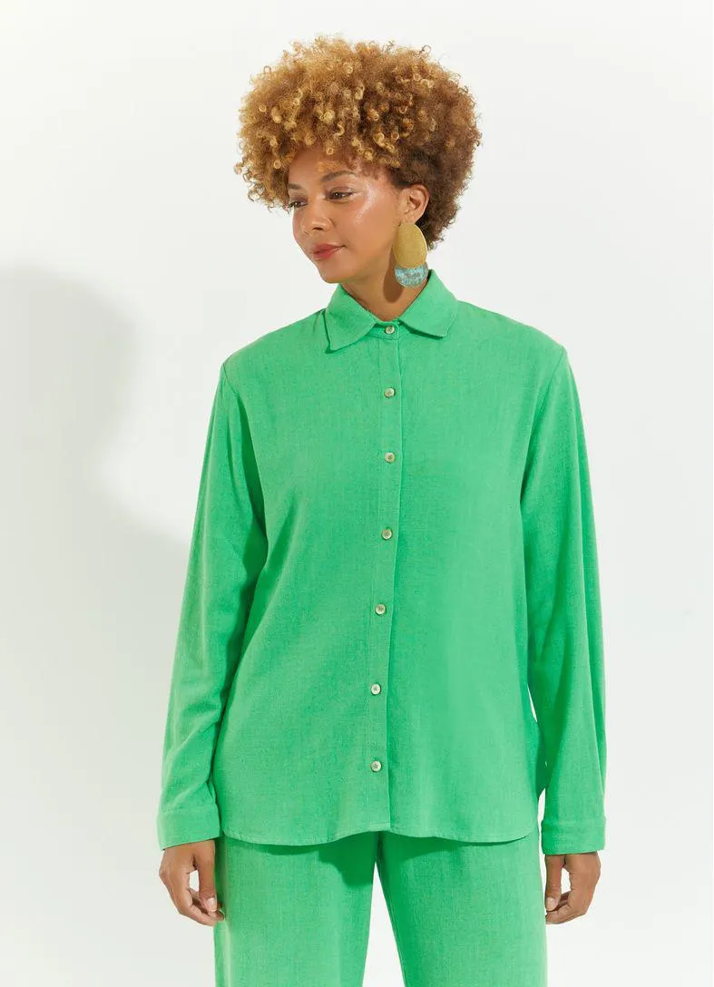 Camisa linho textura verde
