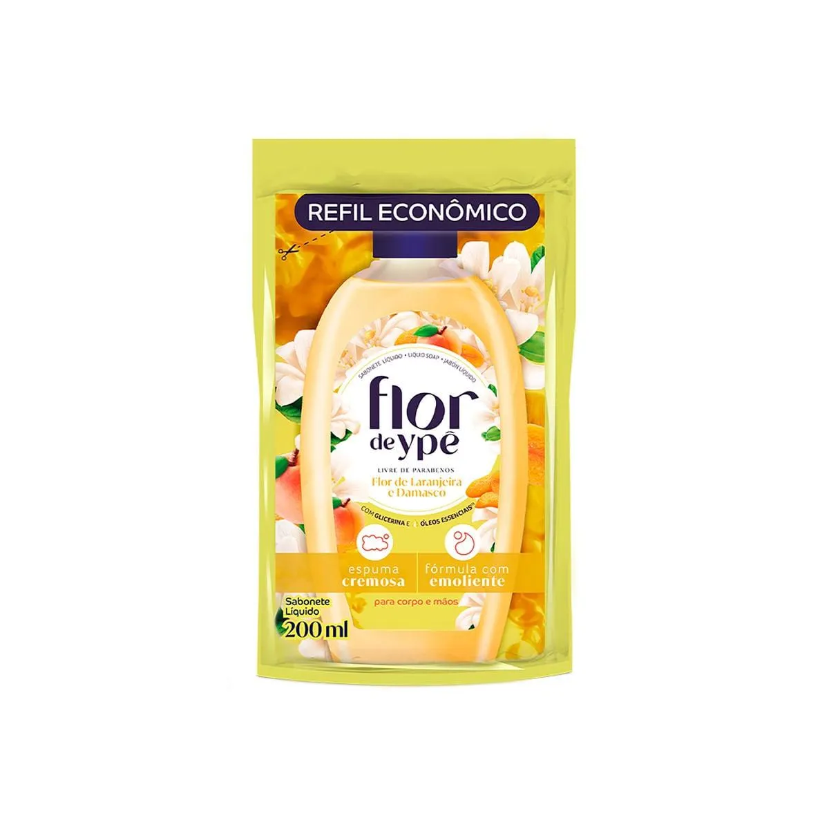 Sabonete Líquido Flor de Ypê Flor de Laranjeira e Damasco Refil 200ml
