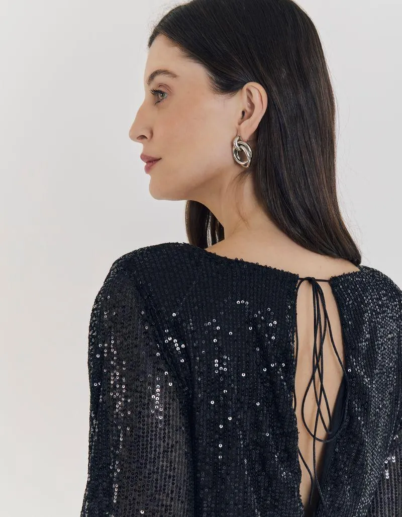 Vestido Curto Paete - Preto