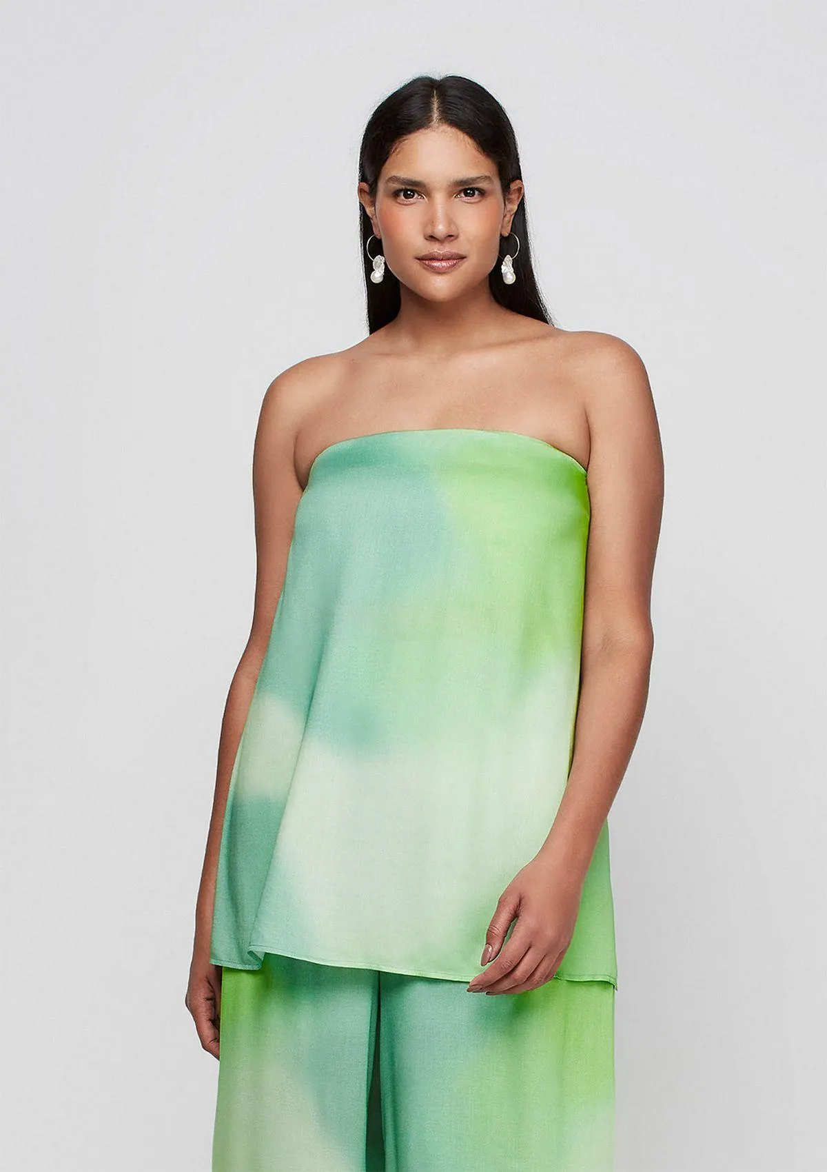 Blusa Ombro A Ombro Com Fenda - Verde