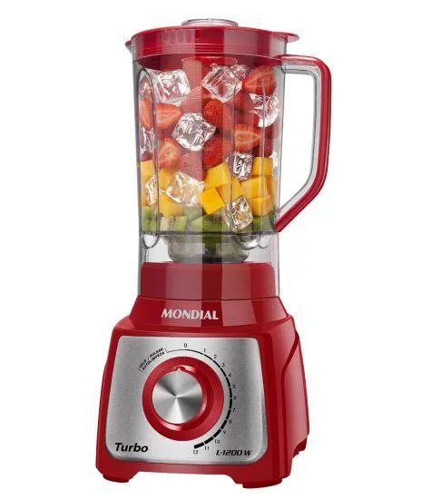 Liquidificador Mondial L-1200-RI Turbo - 1200W de Potência - Vermelho