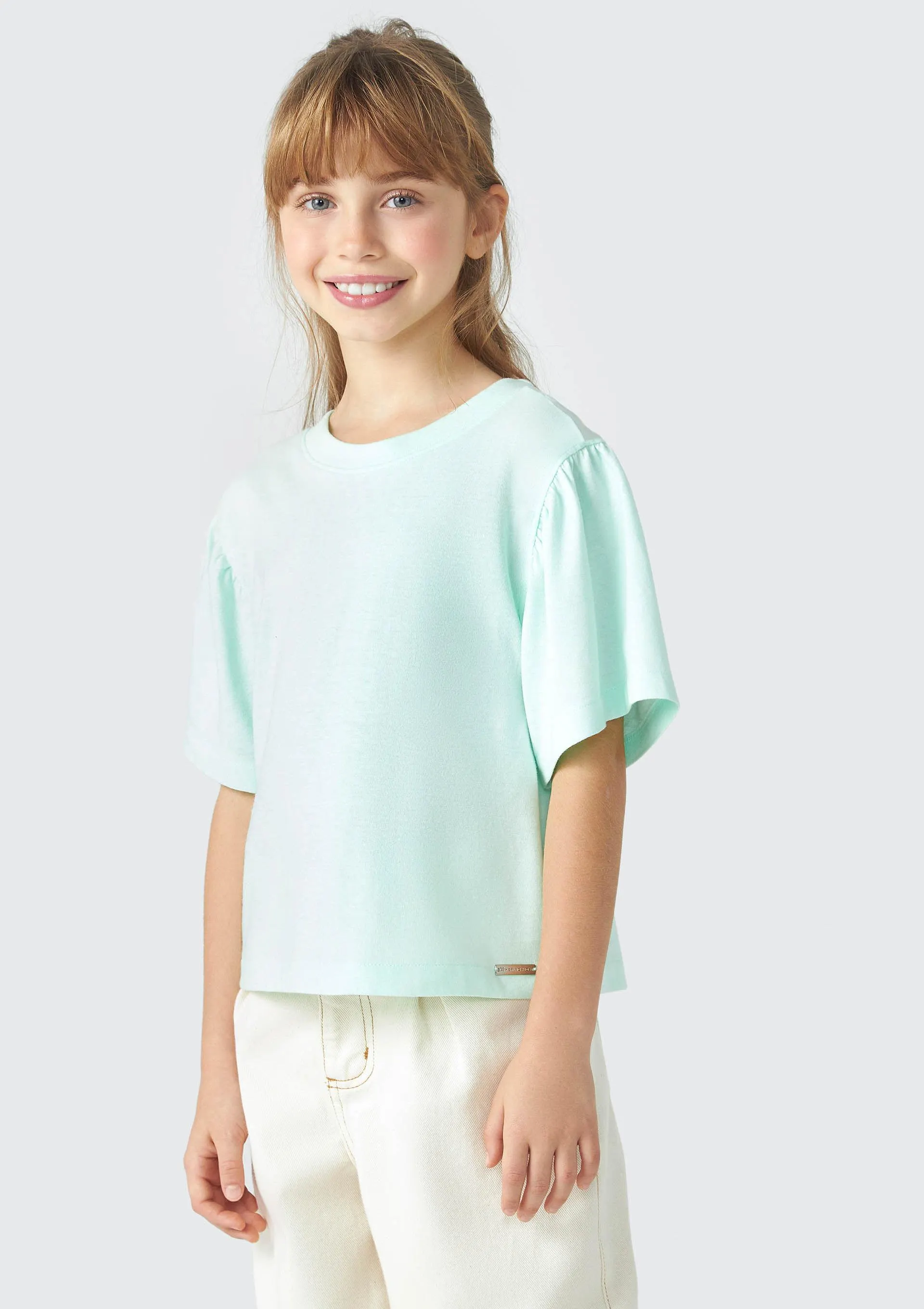 Blusa Cropped Básica Infantil Menina - Verde