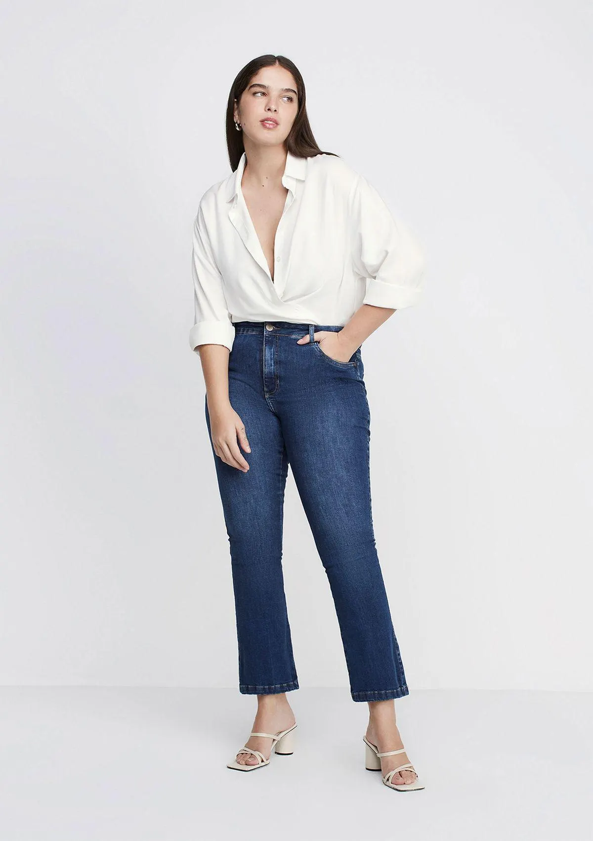 Calça Jeans Bootcut Petit Cintura Média - Azul