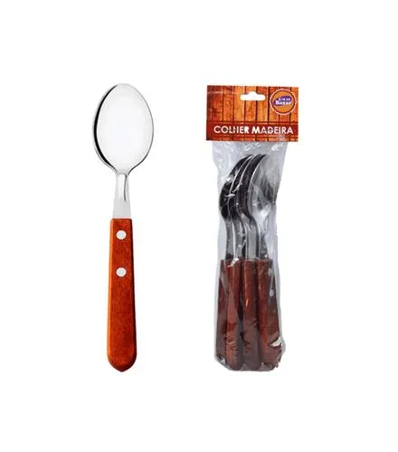 Jogo de Colheres de Sopa Com Cabo em Madeira Útil Bazar 6 Peças TC003732