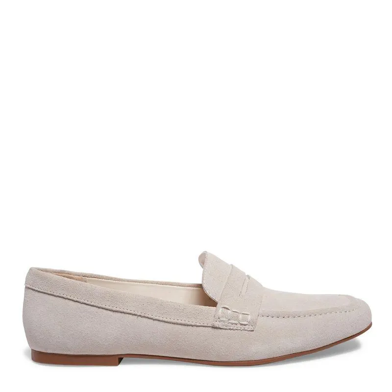 Sapato Mocassim Branco Camurça Bico Quadrado