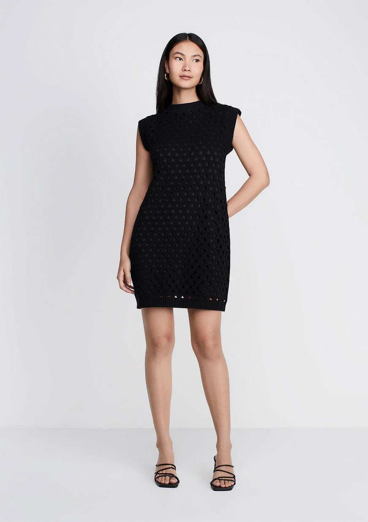 Vestido Curto Reto Em Tricô - Preto