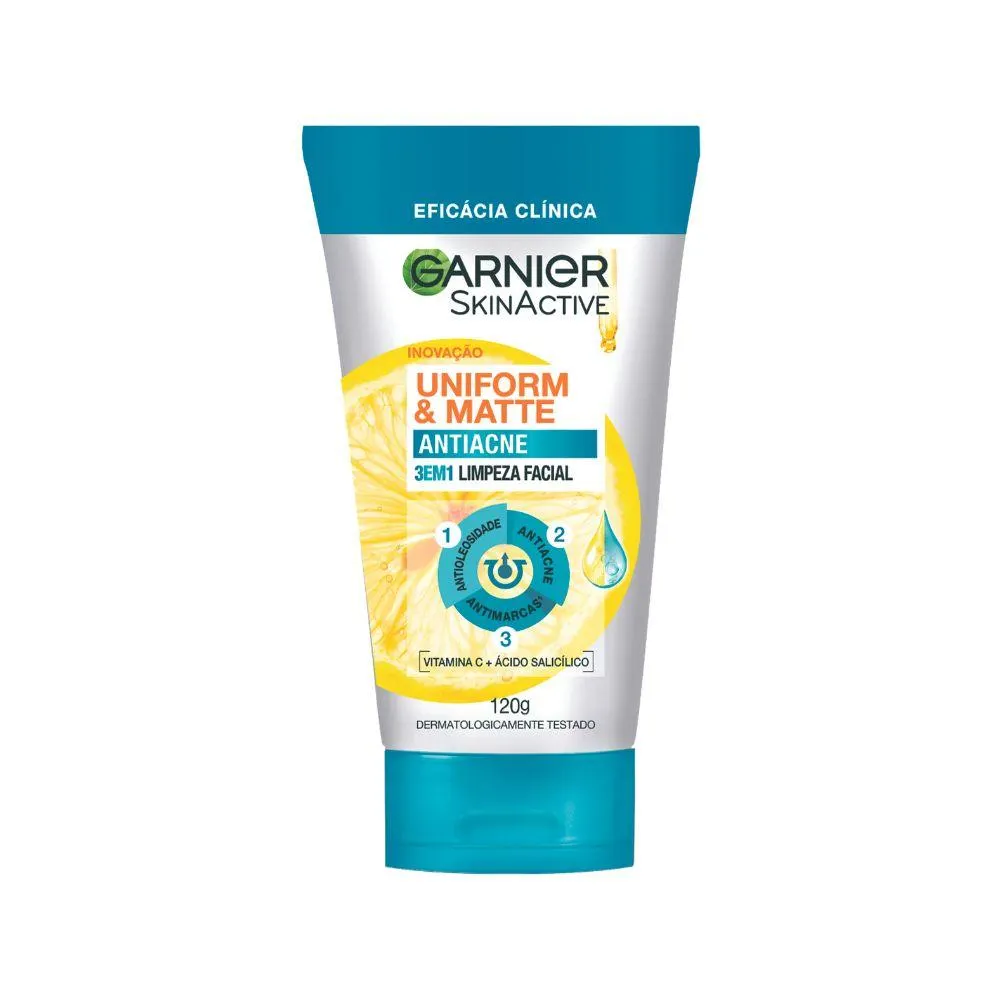 Limpeza Facial Garnier 3 em 1 Skinactive 120g Anti Acne