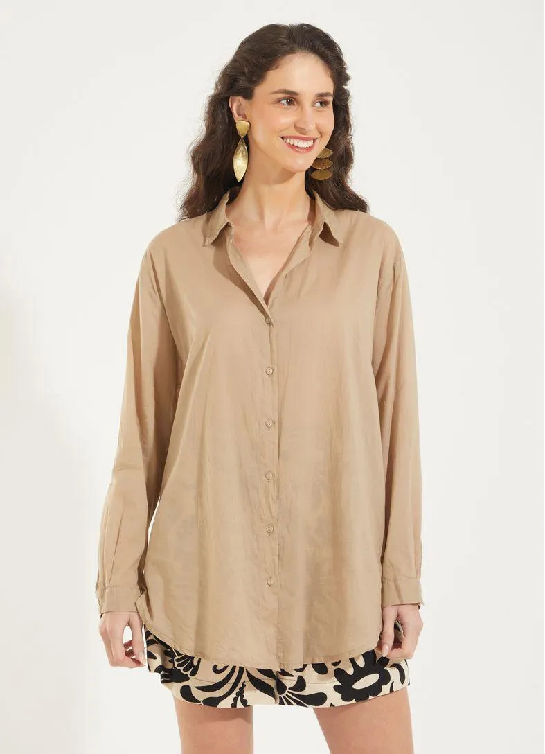 Camisa voil over madressilva caqui