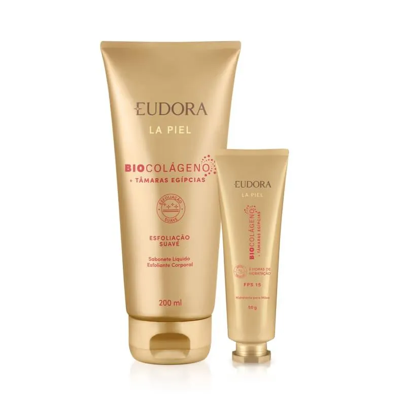 Combo La Piel Tâmaras Egípcias: Sabonete Líquido Esfoliante 200ml + Creme Hidratante para Mãos FPS15 50g