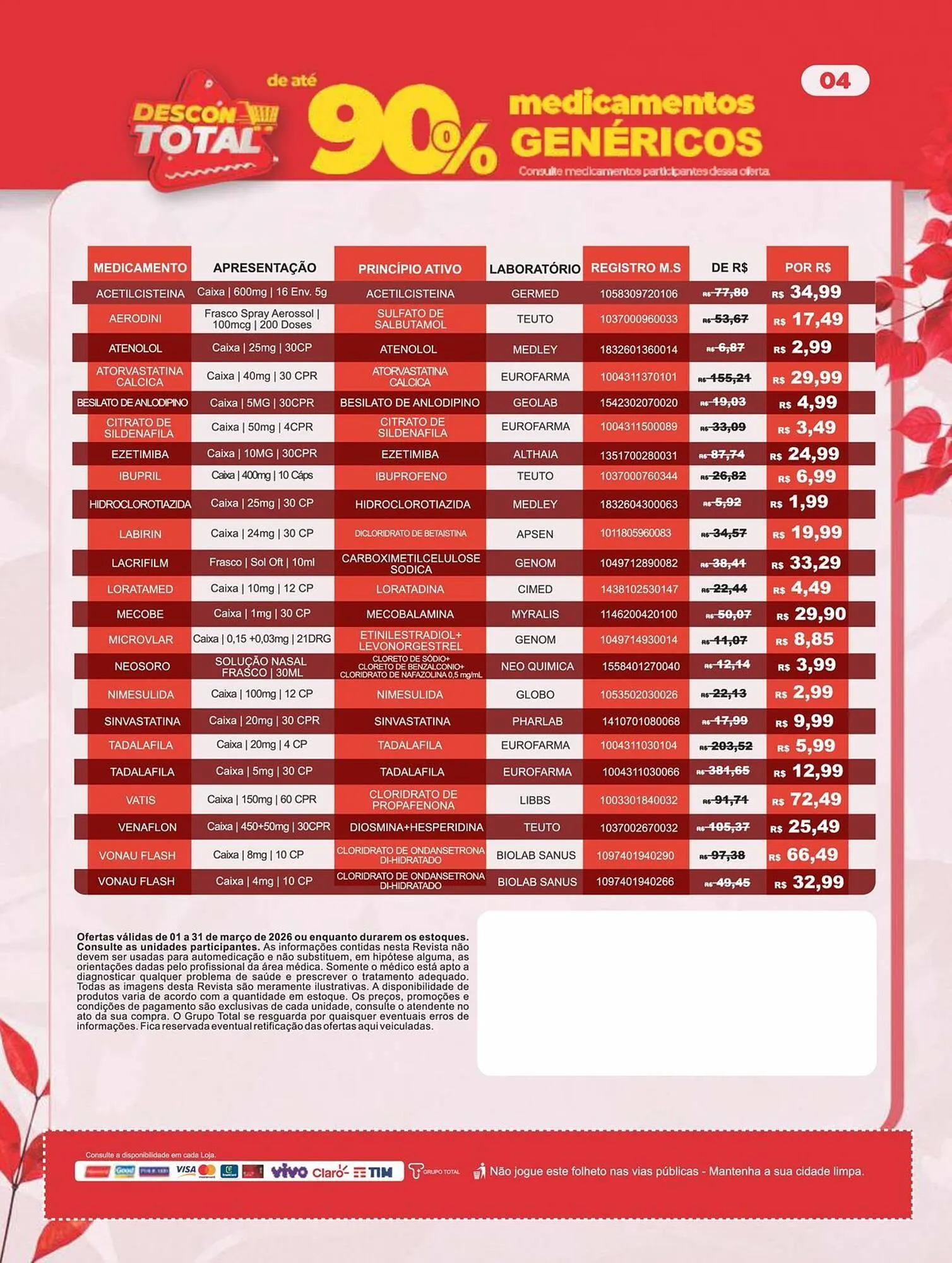 Encarte de Catálogo Drogaria Total 1 de março até 26 de março 2026 - Pagina 4