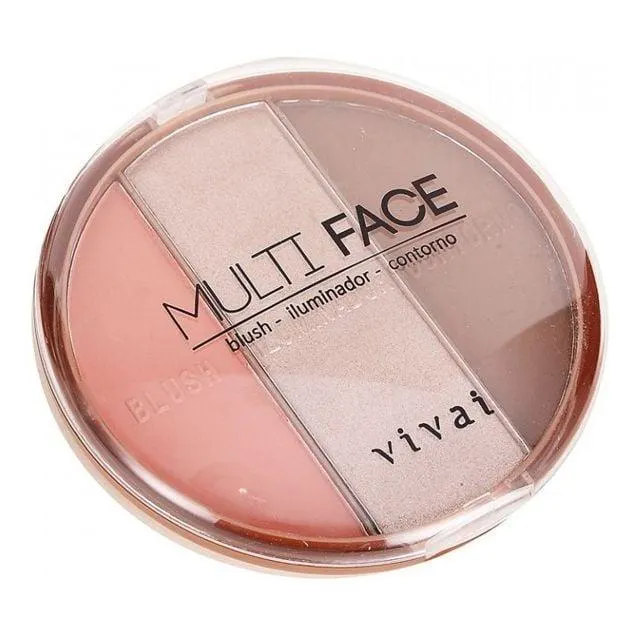 Paleta Multi Face Blush, Iluminador E Contorno - Vivai