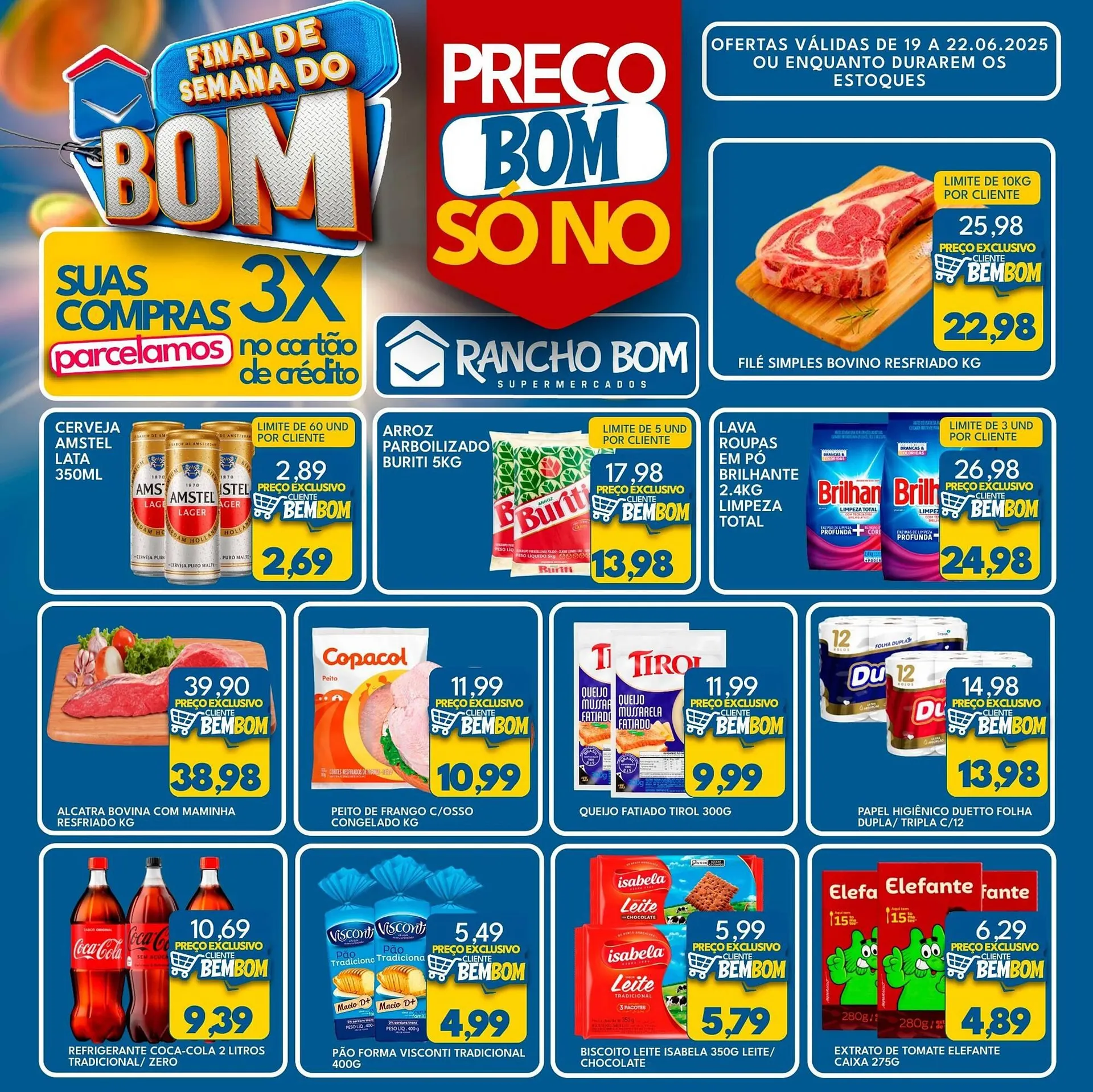 Encarte de Catálogo Rancho Bom Supermercados 19 de junho até 22 de junho 2025 - Pagina 1