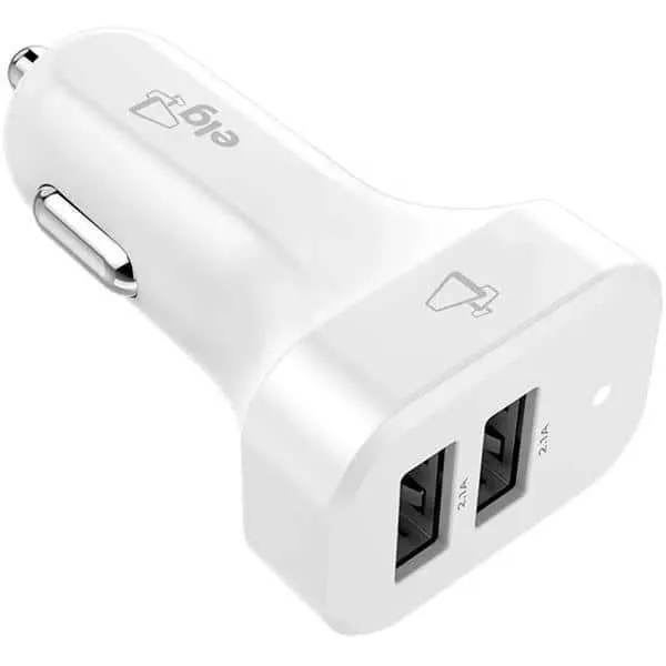 Carregador veicular universal, 2 saídas USB, Branco, CC2S, ELG - CX 1 UN