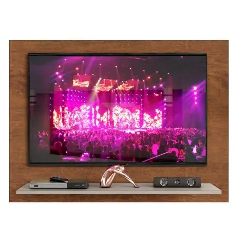 Painel Para TV Smart até 42 Polegadas c/ Prateleira Florence Zanzini Nature / Off White