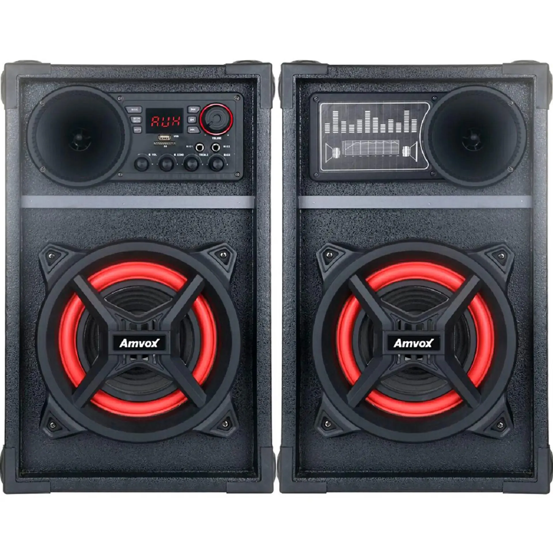 Caixa de Som Amplificada Amvox ACA 801 Poderoso 800W Bluetooth e LED