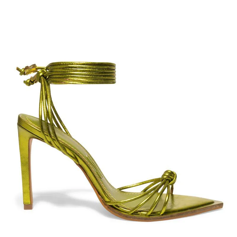 Sandalia Metallic Soft Verde Bico Folha