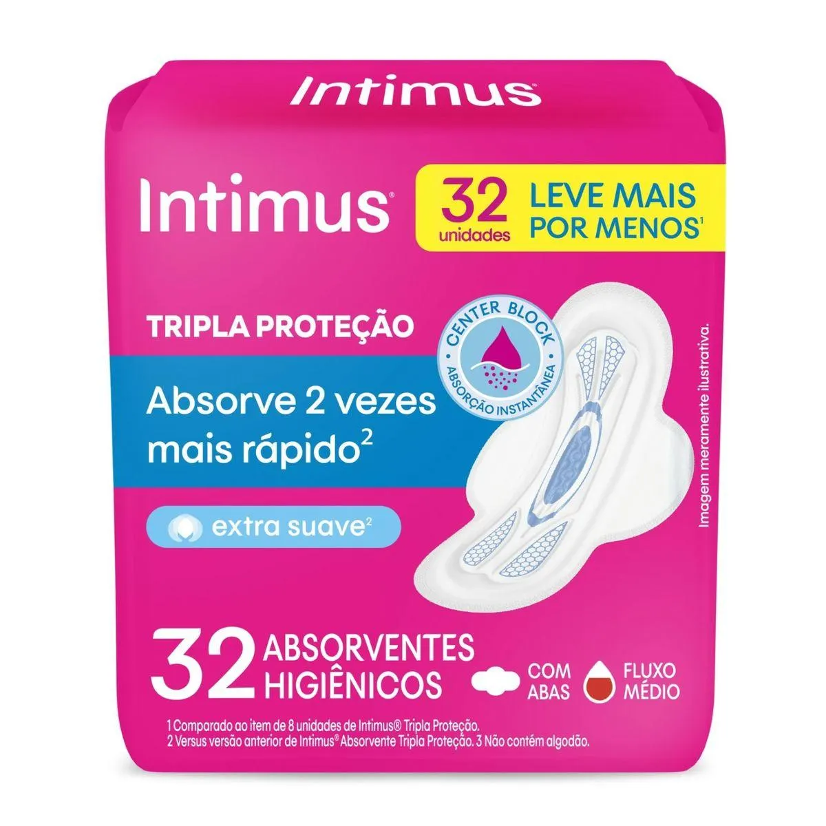 Absorvente Externo Intimus Tripla Proteção Suave com Abas 32 unidades