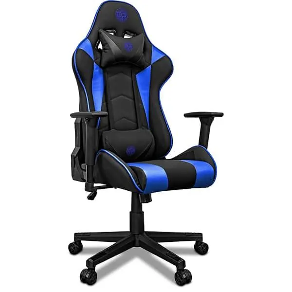 Cadeira Gamer UP X153DBB, Braço 3D, Encosto Inclinável 180º, Almofadas de Pescoço e lombar e Assento Ajustável, Preta e Azul, UP - CX 1 UN