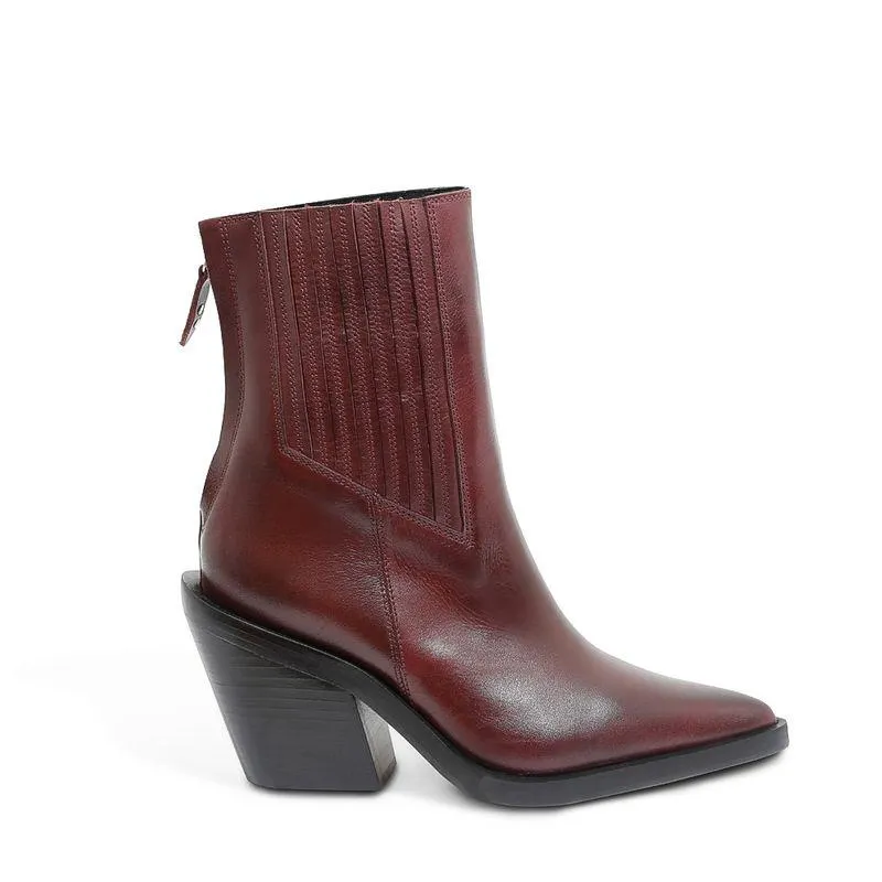 Bota Western Vinho Couro Cano Médio