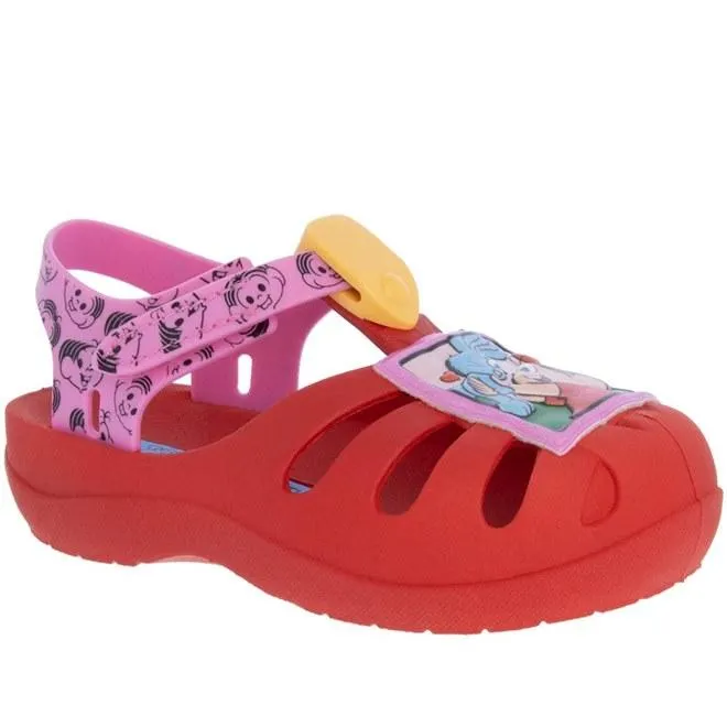 Babuche Infantil Turma da Mônica Gibi Tira Contato Vermelho