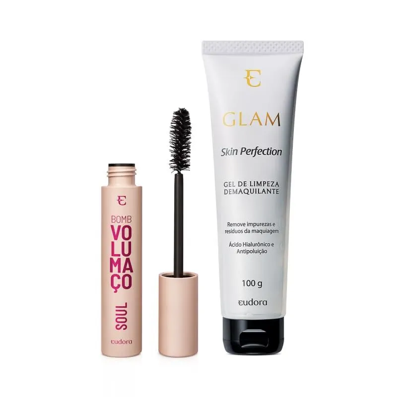 Combo Máscara de Cílios Bomb Volumaço Soul 10g + Gel Demaquilante Glam Skin Perfection 100g