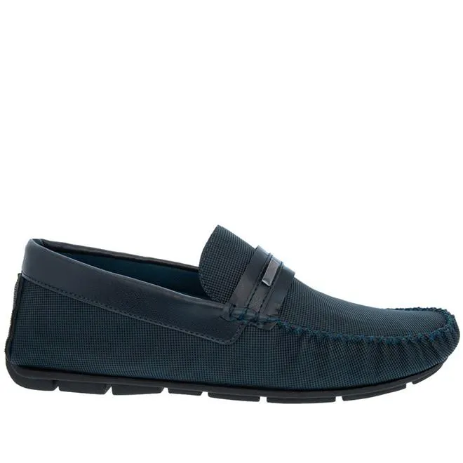 Mocassim Woche Detalhe Tira Aplicação Texturizado Marinho