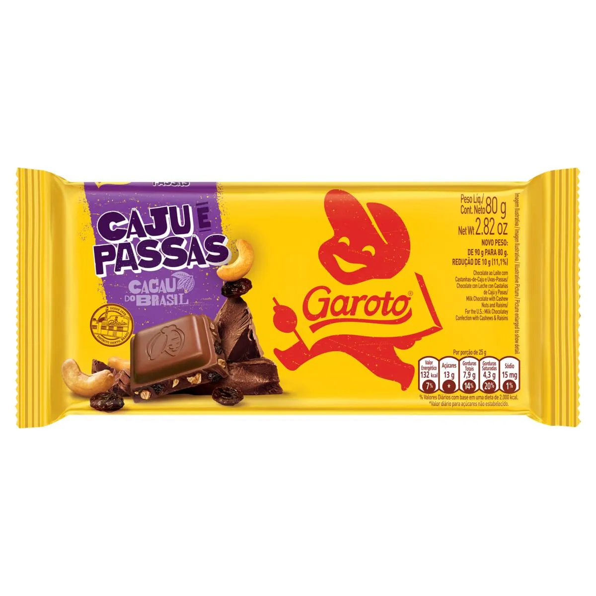 Chocolate Garoto Caju E Passas 80g