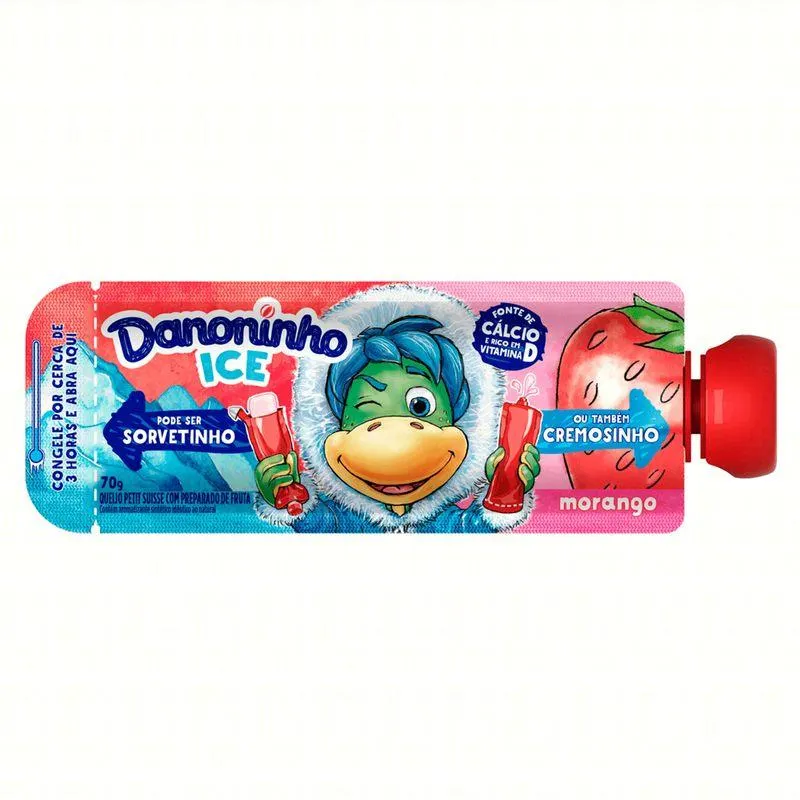 Queijo Petit Suisse Danoninho Ice Morango Squeeze 70g