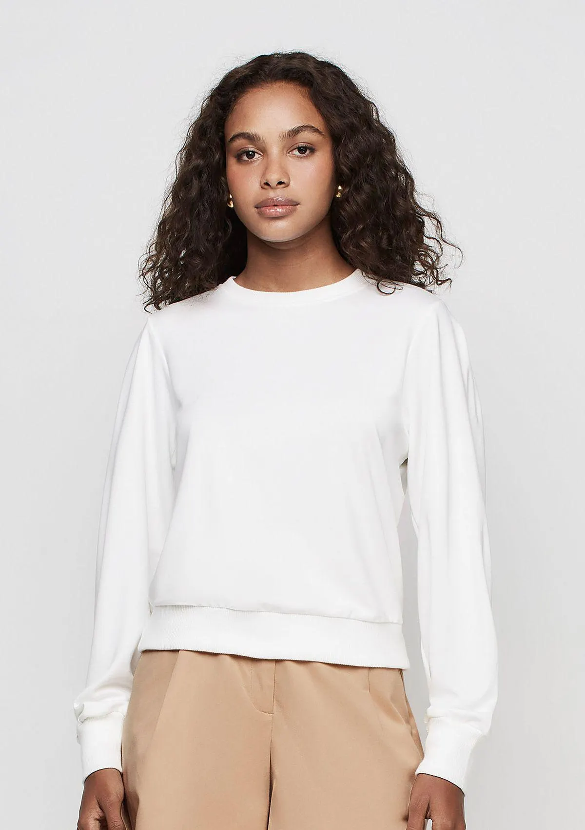 Blusa Manga Ampla Reta Em Viscose - Off White
