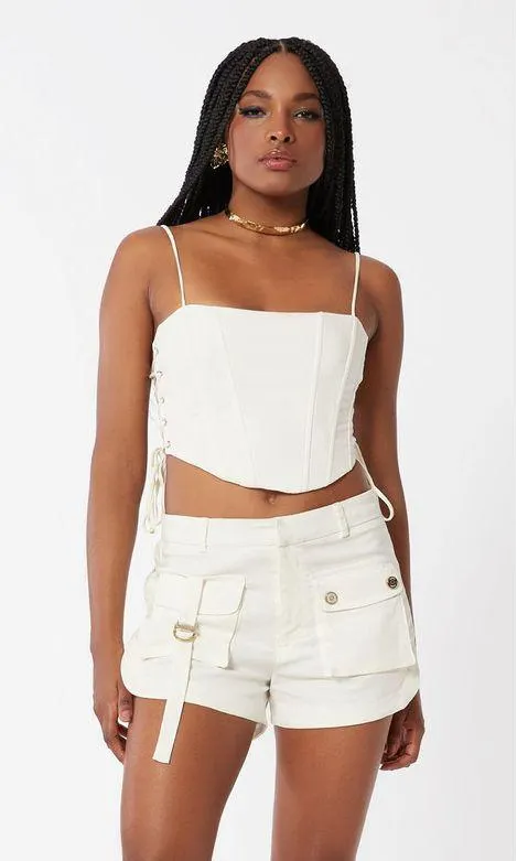 Corselet Linho Trançado Lateral - Off