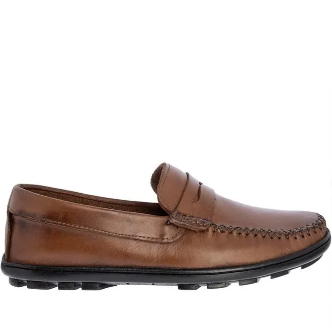 Mocassim Woche Pespontos Couro Caramelo