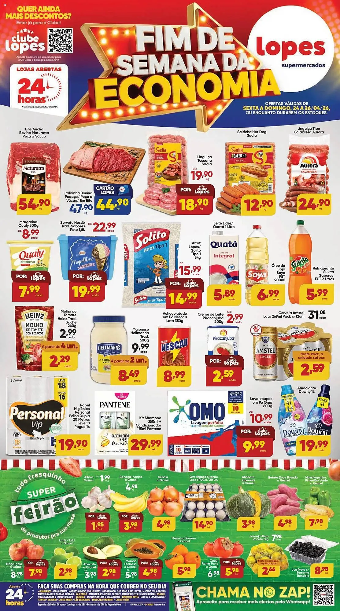 Encarte de Folheto Lopes Supermercados 24 de abril até 26 de abril 2026 - Pagina 1