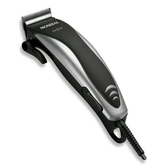 Máquina de Cortar Cabelo Mondial CR-02 Hair Stylo - 4 Pentes - Preto/Prata