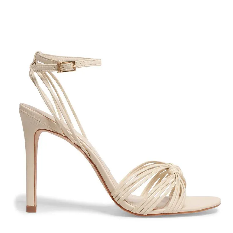 Sandália Off White Salto Alto Tiras Nó