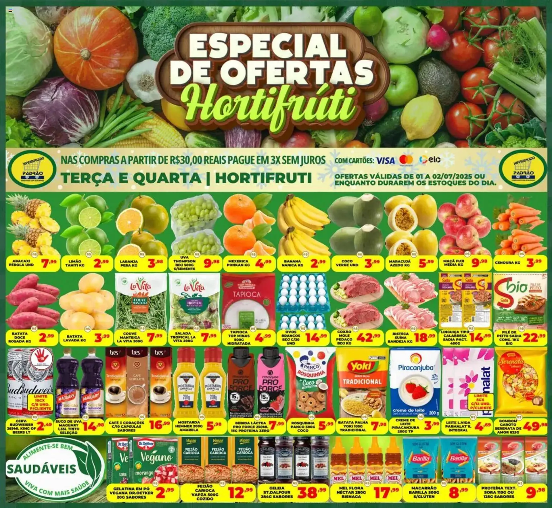 Encarte de Catálogo Supermercado Padrão 1 de julho até 3 de julho 2025 - Pagina 1