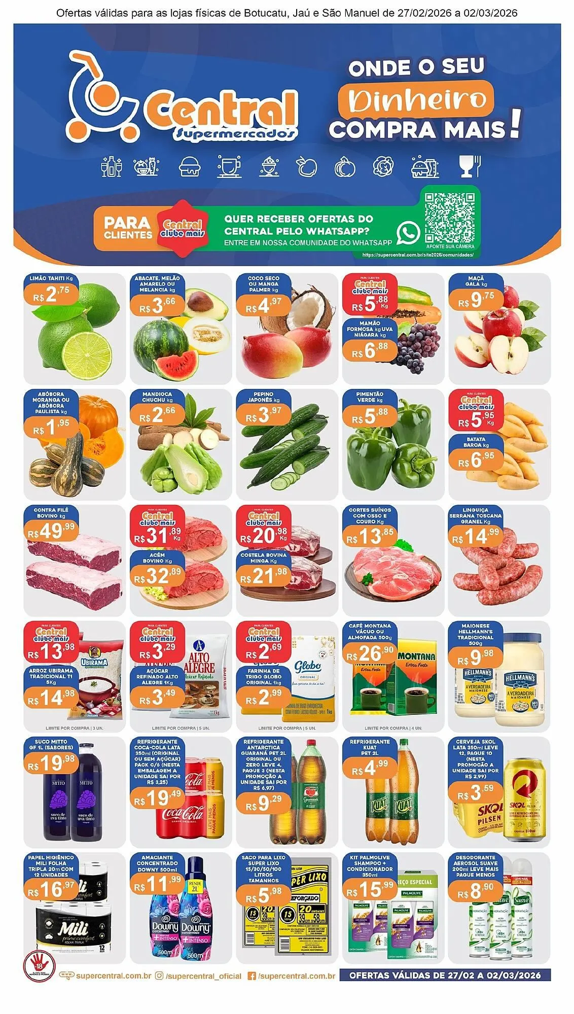 Encarte de Catálogo Central Supermercados 27 de fevereiro até 2 de março 2026 - Pagina 1