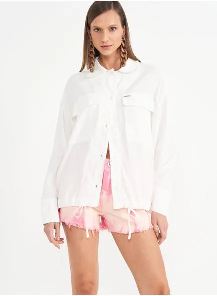 Blazer Alongado Com Bolso Maxi