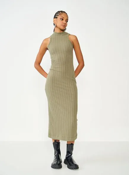 Vestido Slim Midi Canelado
