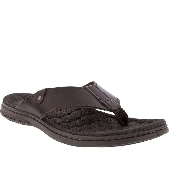 Chinelo Pegada Tiras Grossas Couro Marrom