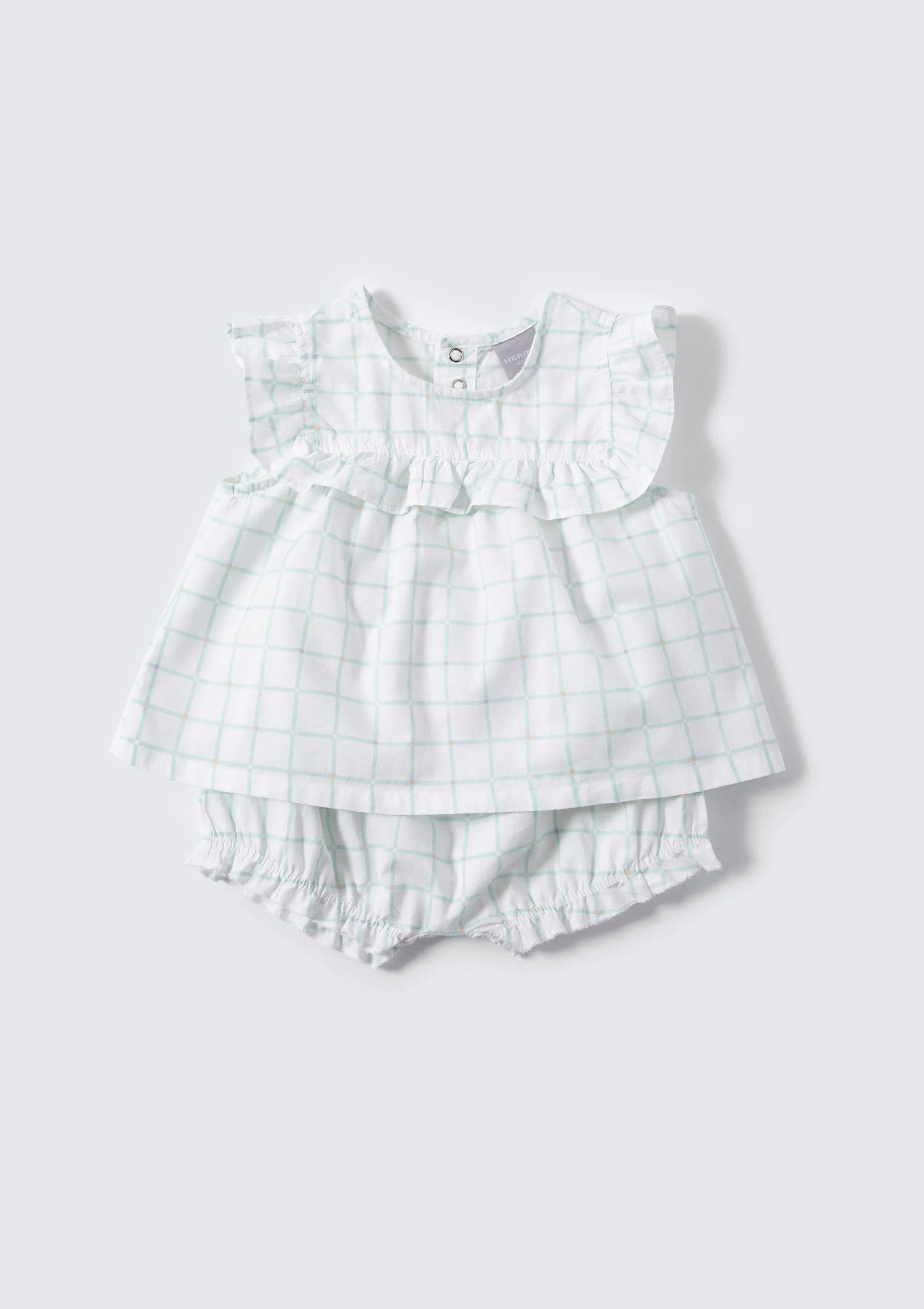 Conjunto Bebê Menina Bata + Calcinha Xadrez - Off White