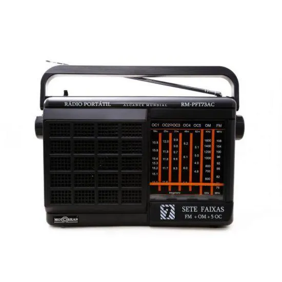 Rádio Portátil Motobras RM-PFT73AC - AM/FM, 1000W de Potência - Preto