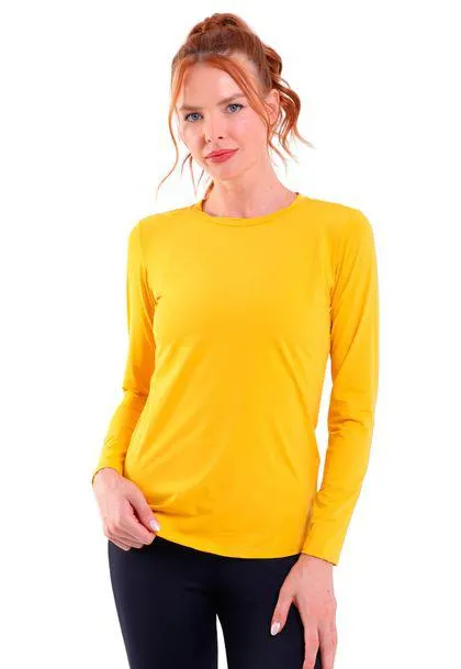 Camiseta Feminina Manga Longa UV 50+ Luna Mostarda